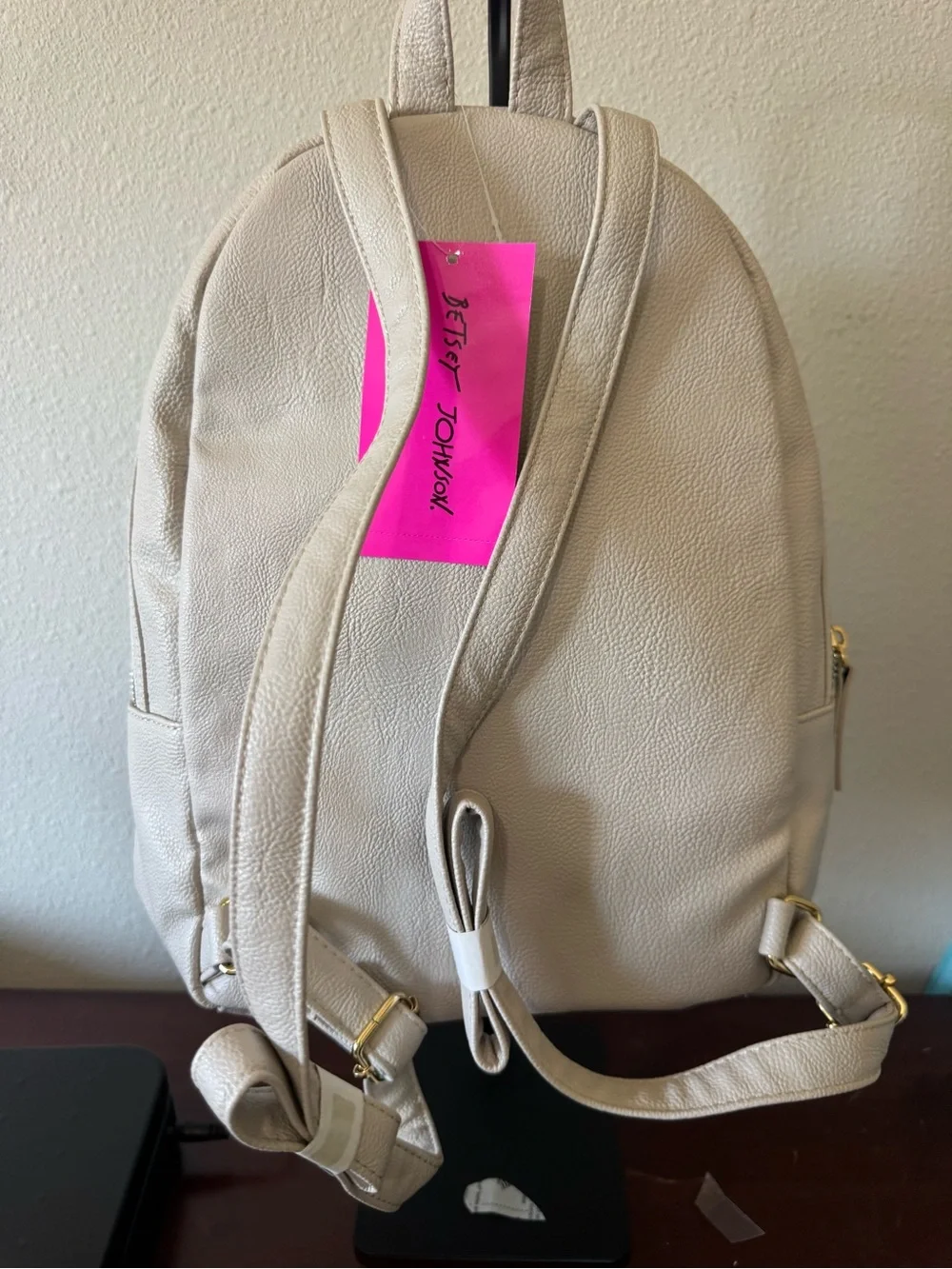 Betsey Johnson Ivory Quilted Bow Mini Backpack
